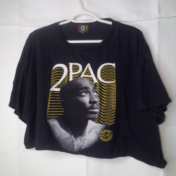 Cross Colours Tupac Shakur Shirt Women 1X Cropped T-Shirt Short Sleeve 2Pac - Picture 2 of 12